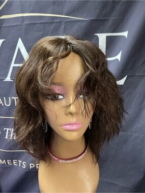 Premium Women’s Short Wavy Wig in Dark Brown - 100% human hair